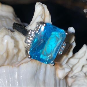 Swiss Blue Topaz sparkly statement ring
